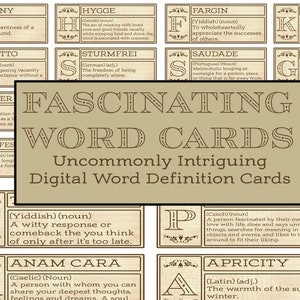 Cartões de palavras fascinantes - coisas efêmeras digitais, flashcards, vocabulário, diário de lixo eletrônico