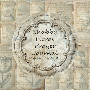 Shabby Floral Prayer Journal Digital Kit Papers