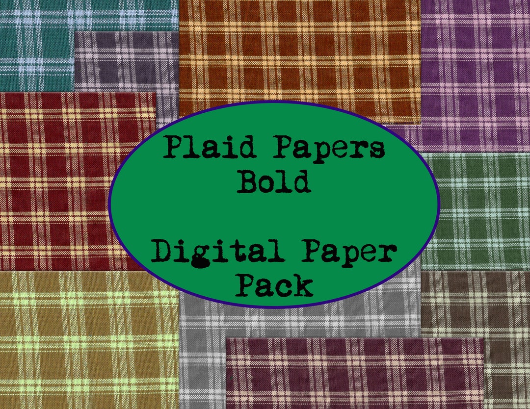 Bold Plaid Digital Paper Pack Fabric Paper, Quilted Etsy