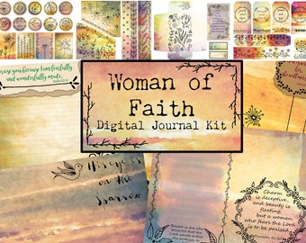 Woman of Faith Digital Journal Kit Bible Study, Faithful, Prayer, Christian  