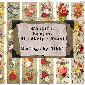 Beautiful Bouquets Rip Strip - Washi Tape - Digital Ephemera