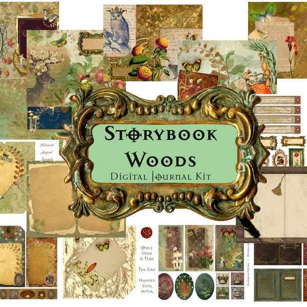 Storybook Woods Digital Journal Kit;   Enchanted Woodland Fairytale