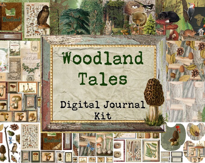 Woodland Tales Junk Journal Kit; Papers and Ephemera, Nature, Forest - Etsy