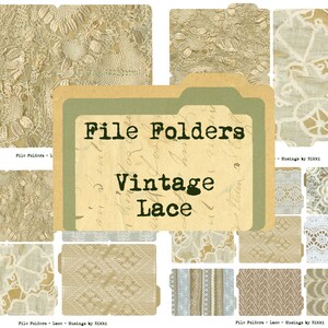Vintage Lace File Folders Printable