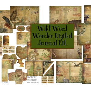 Wild Wood Wonder-Rustic Shabby Nature Forest Journal Kit - 16 Seiten für Notizbücher, Scrapbooks, Basteln, Erinnerungsschreiben, Geschenke etc.