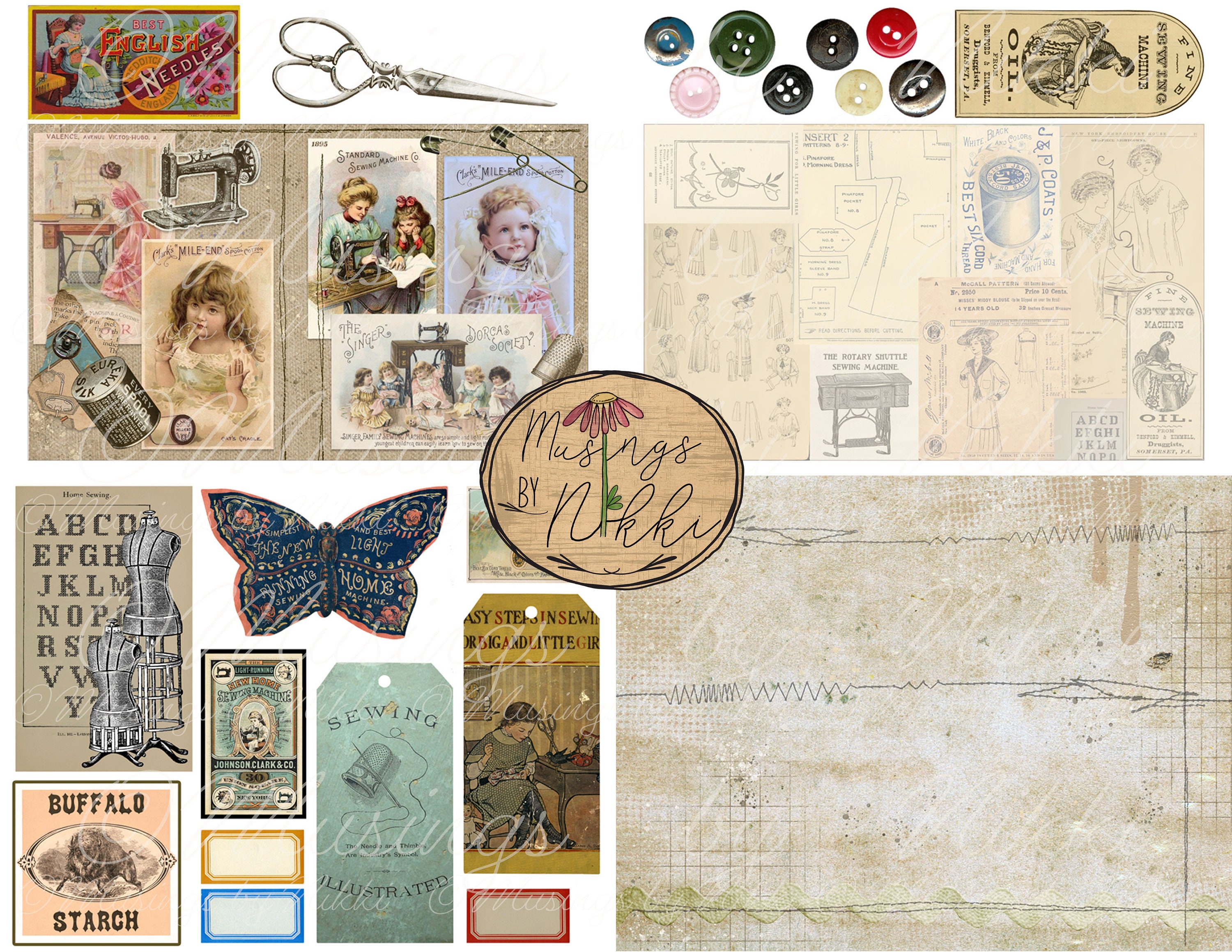 Needle Book Digital Journal Kit Sewing Quilting Junk - Etsy