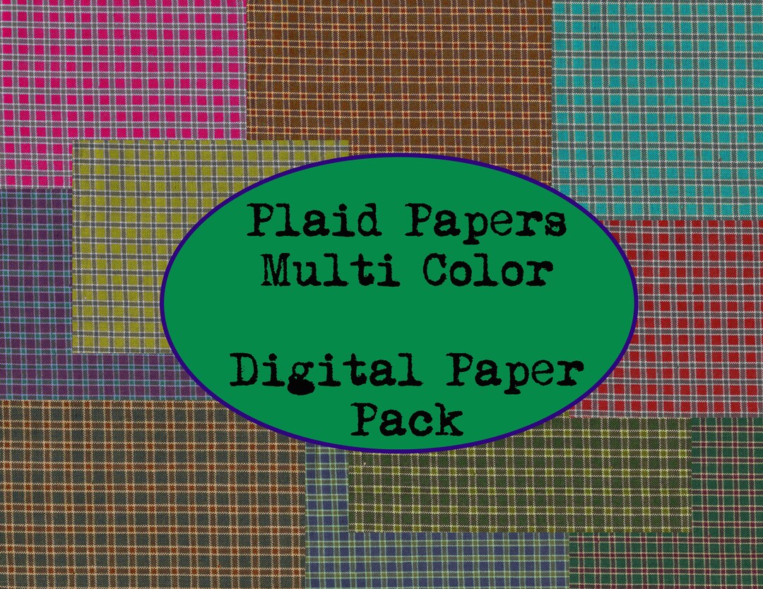 Bold Multicolored Plaid Digital Paper Pack Fabric Paper Etsy