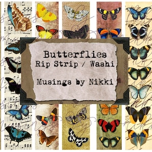 Vlinders Rip Strip - Washi Tape - Digital Ephemera