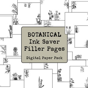 Botanical Ink Saver Filler Pages Digital Journal Paper Pack