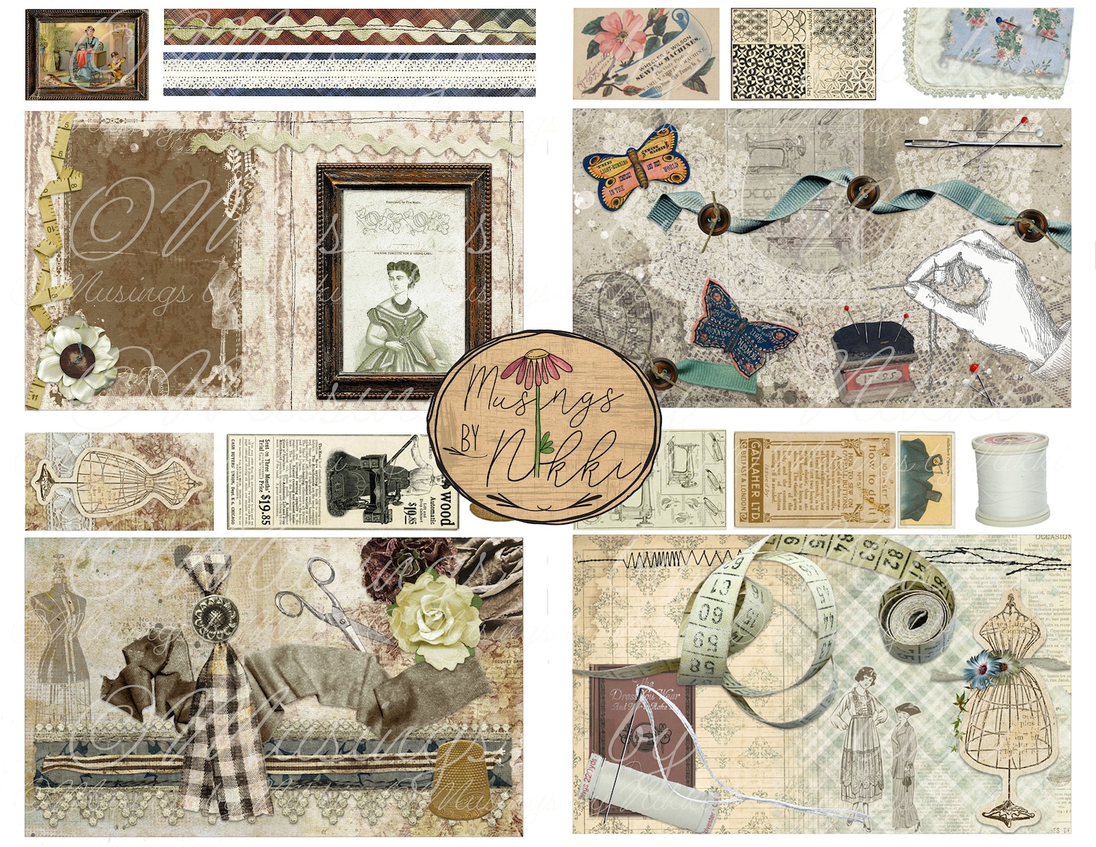 Needle Book Digital Journal Kit Sewing Quilting Junk Etsy