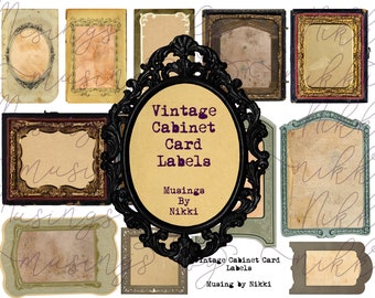 Vintage Cabinet Card Labels Digital Ephemera