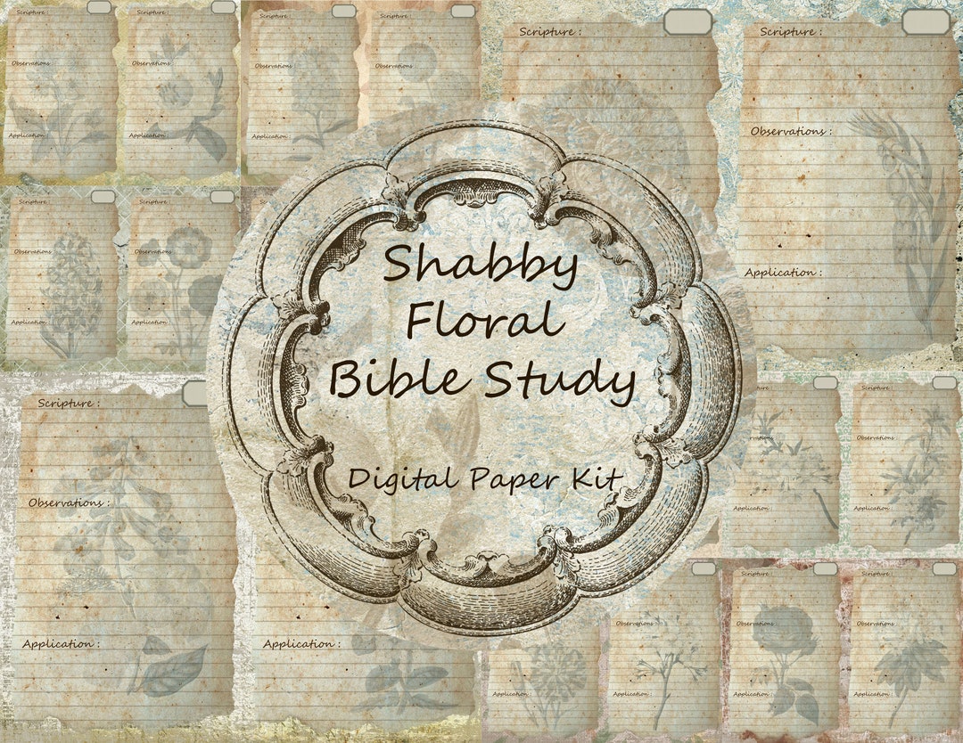Shabby Floral Bible Study Digital Journal Kit Papers - Etsy