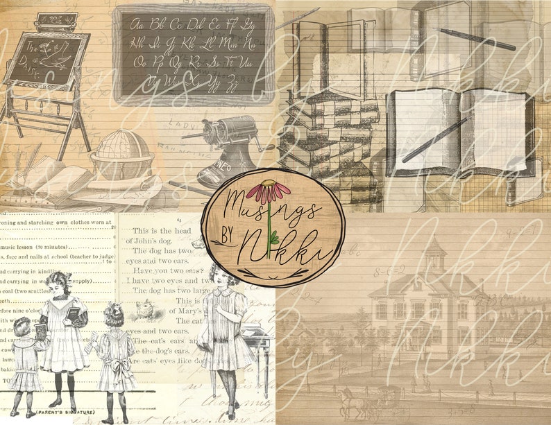 The Old Schoolhouse Digital Journal Kit - Vintage Teacher Student School - Etsy