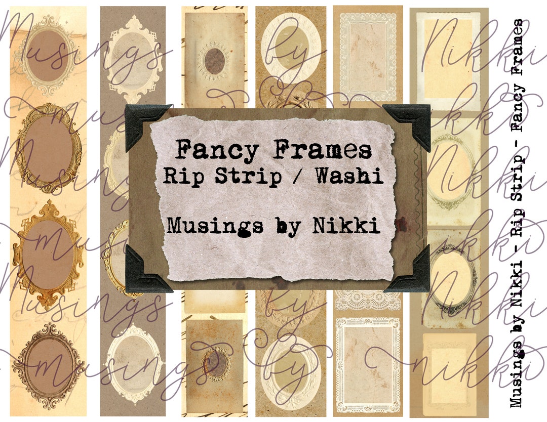 Fancy Frames Rip Strip Washi Tape Digital Ephemera - Etsy