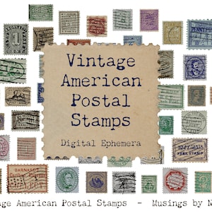 Vintage American Postage Stamps - Digital, Postal, Junk Journal, Ephemera