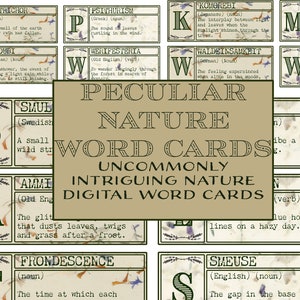Nature Word Cards - Digitale Ephemera, Flashcards, Vokabeln, Junk Journal
