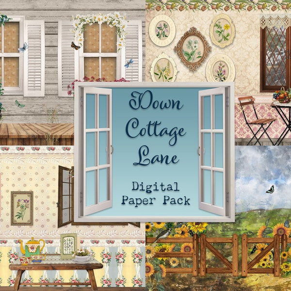 Down Cottage Lane Digital Journal Pages - Floral, Countryside, Cottagecore