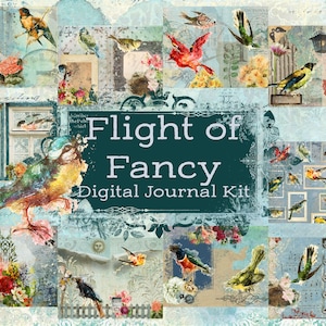 Flight of Fancy, Digital Journal Kit -  Birds, Floral, Whimsical
