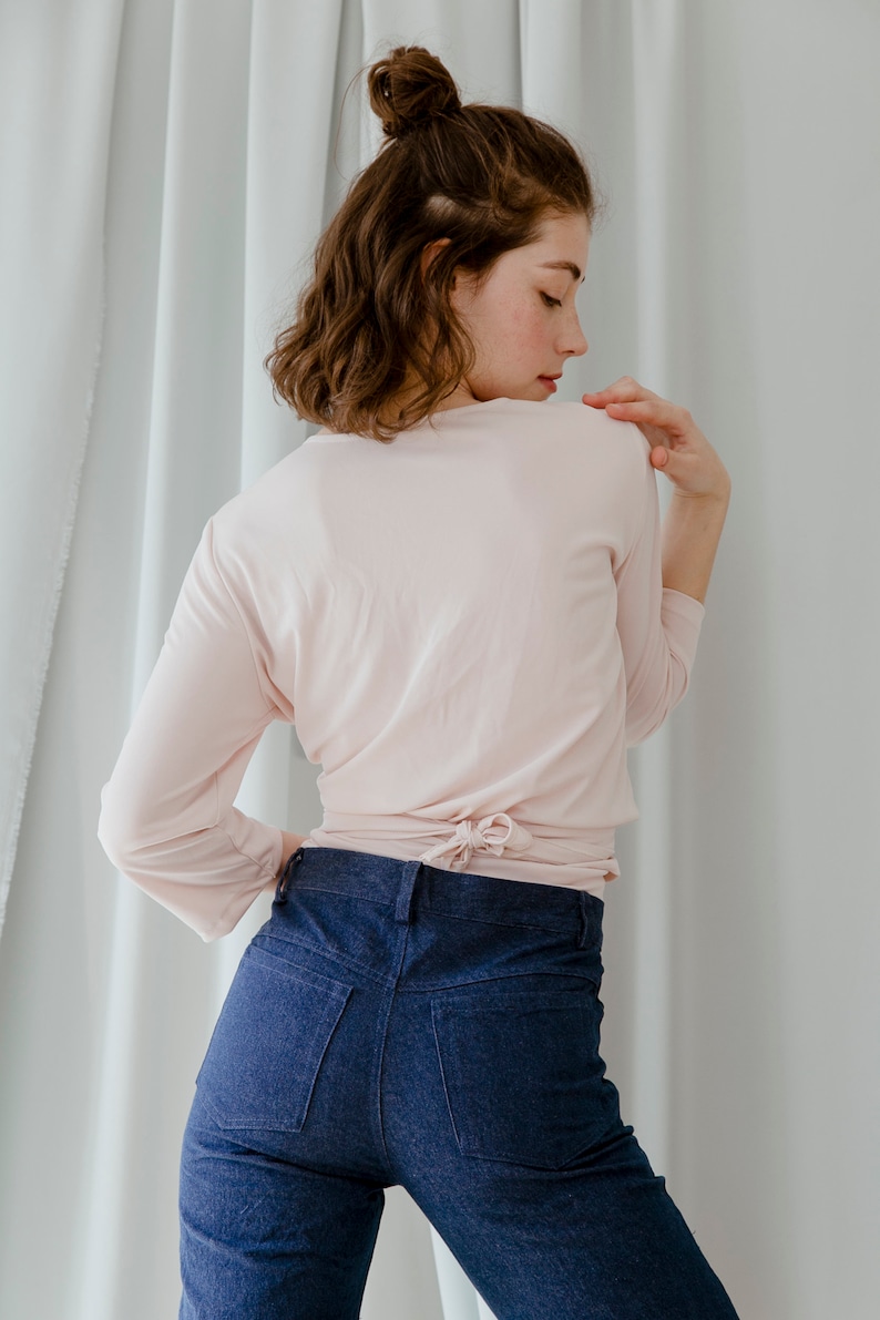 Lilies Pale Pink Wrap Blouse Etsy