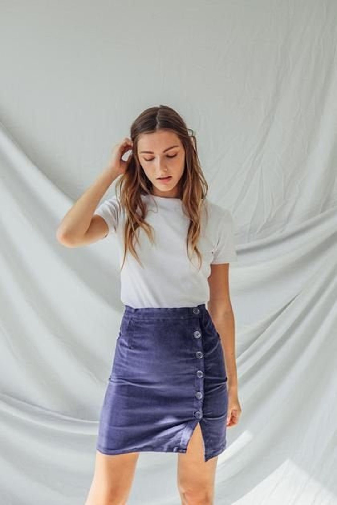 Navy Blue Corduroy Skirt - Etsy