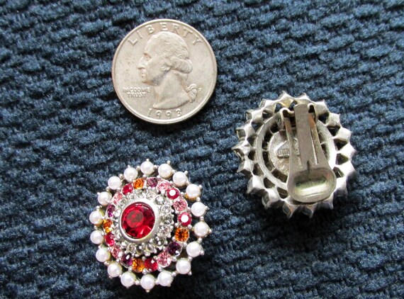 Ben-Amun Round Pewter-Tone Red Multi-Color Rhines… - image 2