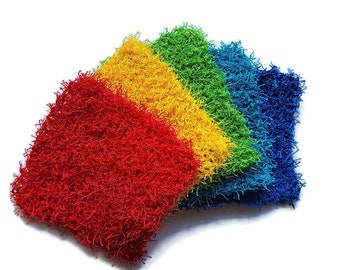 Little Scrubby Squares - Rainbow Collection Set of 5 Scrubbies