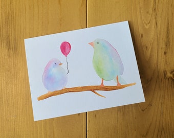 Watercolour Birds Celebration Greeting Card