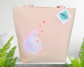 Watercolour Bird Tote Cotton Canvas