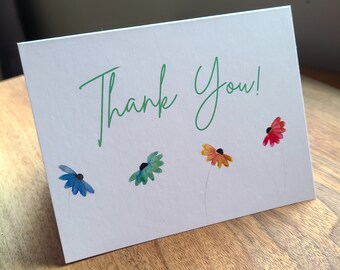 Thank You Card with Watercolour Flowers