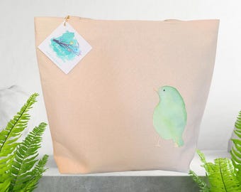 Watercolour Bird Tote Cotton Canvas Stuart Tote Bag