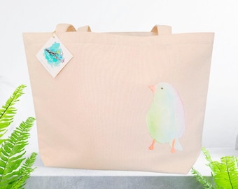Herman Watercolour Bird Tote Cotton Canvas
