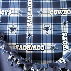 Dallas Cowboys (Plaid) ~  No Sew Hand Tied Fleece Football Blanket Made From Licensed NFL Fabric