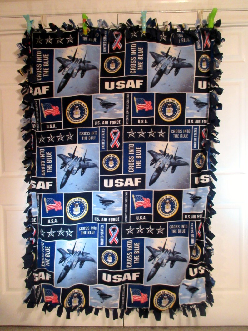 ~ No Sew Hand Tied Military Blanket Made From Licensed United States Armed Forces Fabric USAF United States Air Force