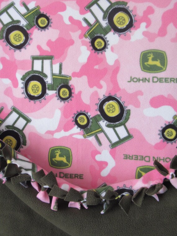 JD John Deere Fleece Tractor Camo pink No Sew Hand Tied Licensed Fleece Blanket Etsy Canada