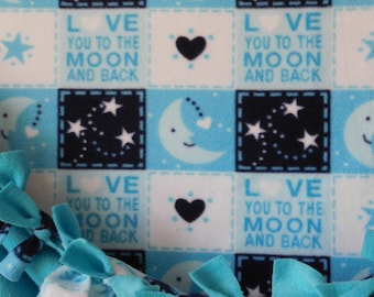 Love You to the Moon & Back ~ No Sew Hand Tied Character Blanket