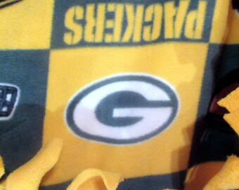 Green Bay Packers (Block) -- ~ No Sew Hand Tied Fleece Football Blanket Made From Licensed NFL Fabric