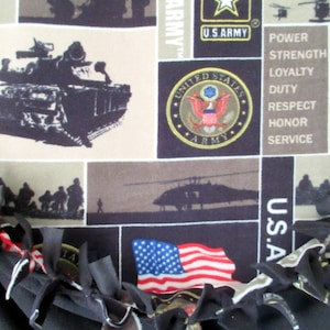 United States Army (USA) ~  No Sew Hand Tied Military Blanket Made From Licensed United States Armed Forces Fabric