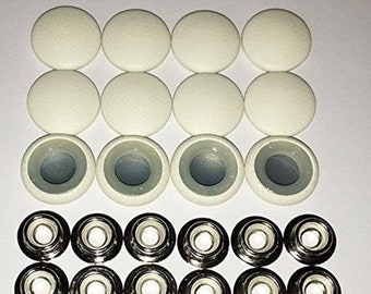 New Set Of 12 #30 Dura Snap Upholstery Buttons RV Boat Ivory Vinyl