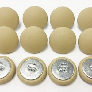 Set Of 12 Wire Back Upholstery Buttons Parchment Tan Vinyl Choice Of Size 22 30 36 45