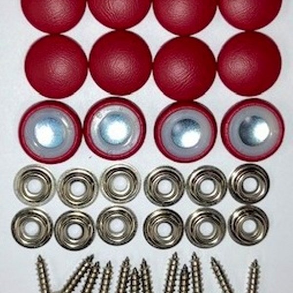 New Set Of 12 #30 Dura Snap Upholstery Buttons RV Boat Ruby Red Vinyl