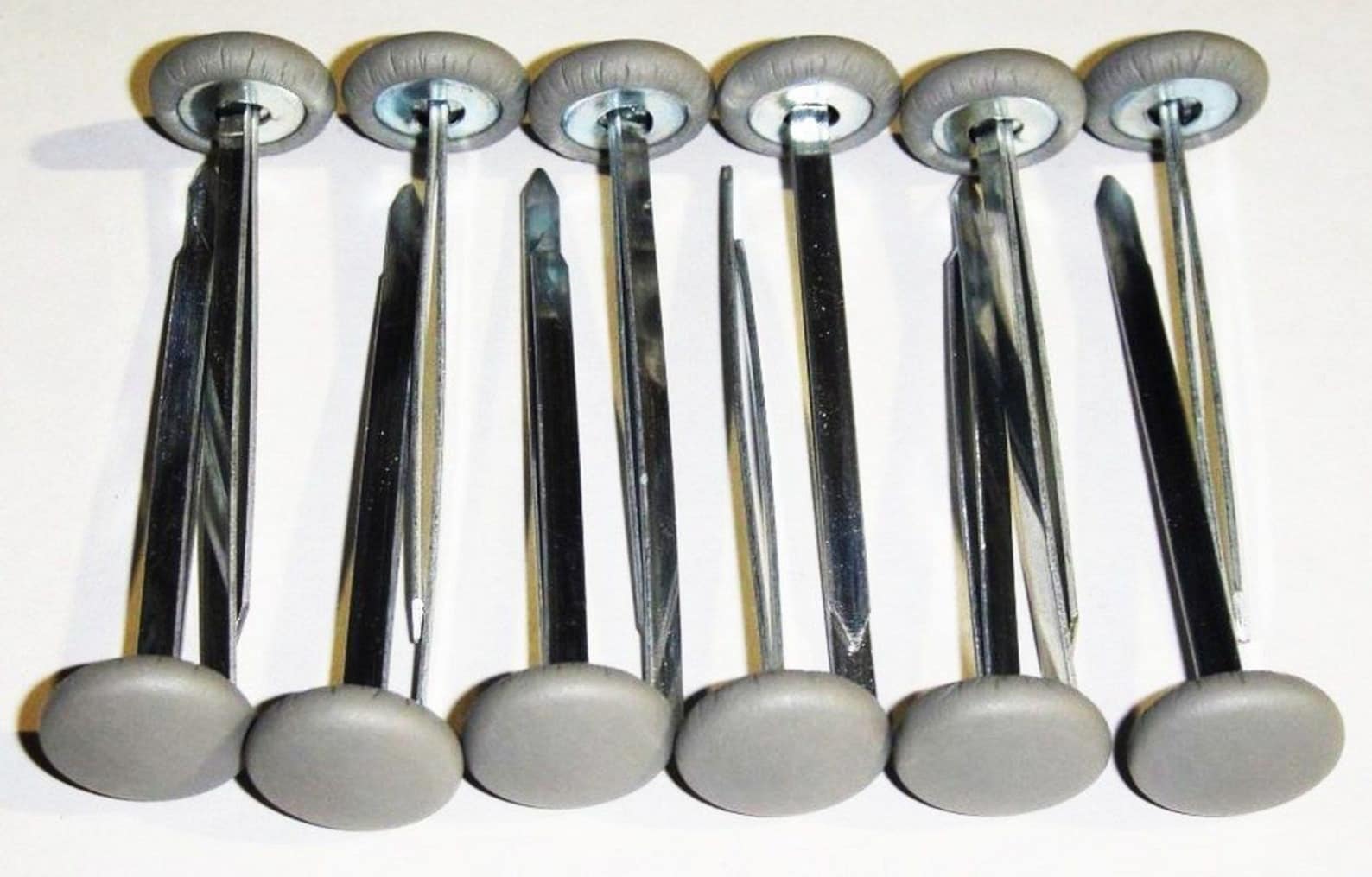 Set Of 12 Prong Back Upholstery Buttons Platinum Gray Vinyl Etsy