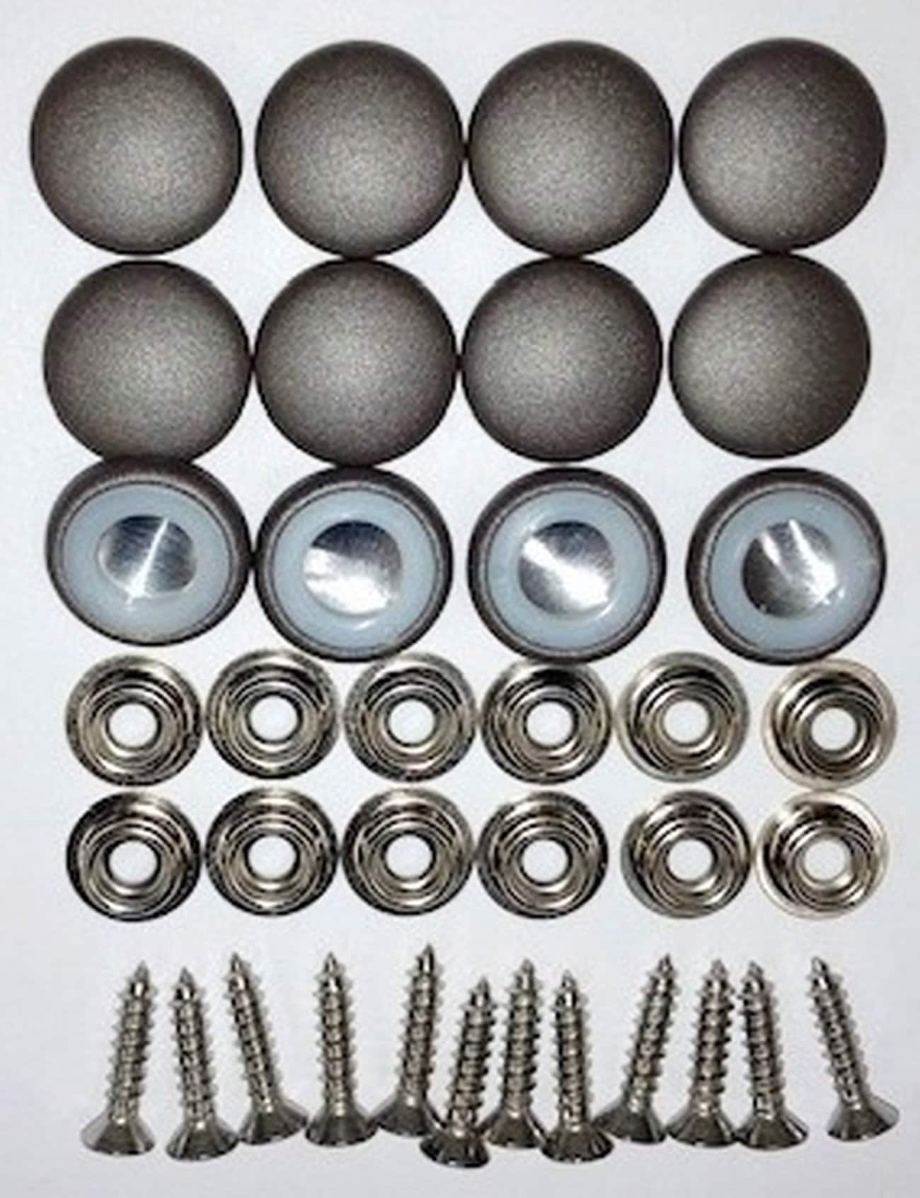 New Set Of 12 #30 Dura Snap Upholstery Buttons RV Boat Matte Gunmetal Vinyl