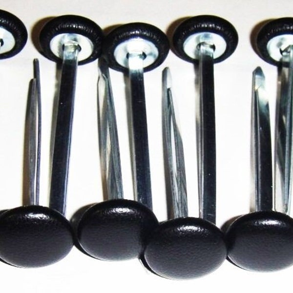 Set Of 12 Prong Back Upholstery Buttons Black Vinyl Choice Of Size 22 30 36 45