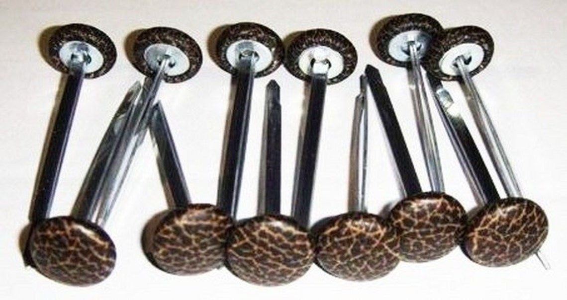 Set Of 12 Prong Back Upholstery Buttons Roasted Chestnut Vinyl Etsy