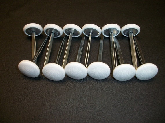 Set of 12 Prong Back Upholstery Buttons White Ultraleather Choice of Size  22 30 36 45 