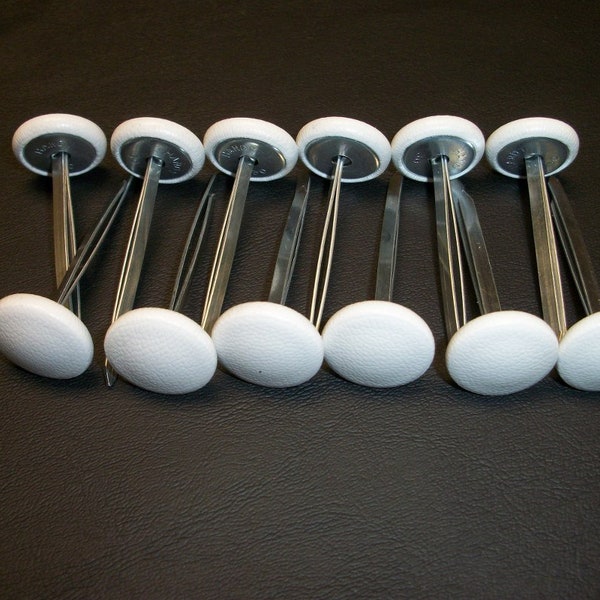 Set Of 12 Prong Back Upholstery Buttons White Ultraleather Choice Of Size 22 30 36 45