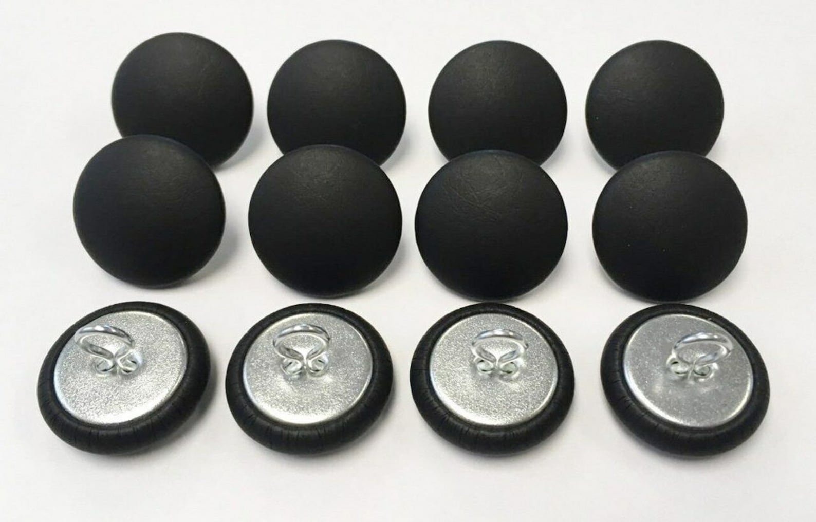 Set of 12 Wire Back Upholstery Button Black Vinyl Choice of Size 22 30