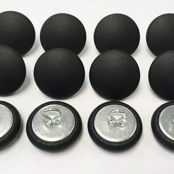 Set Of 12 Wire Back Upholstery Button Black Vinyl Choice Of Size 22 30 36 45