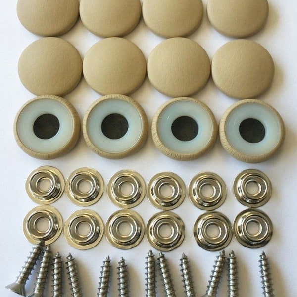 New Set Of 12 #30 Dura Snap Upholstery Buttons RV Boat Parchment Tan Vinyl