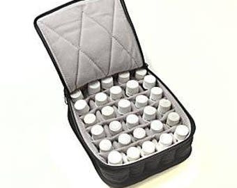 Essential Oil Carrying Case, 5" High, 30ml, 30-Bottle, Solid, Black w/Grey